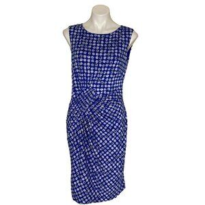 Adrianna Papell Front Twisted Ruched Sheath Dress, Blue Multi Women’s Size 10
